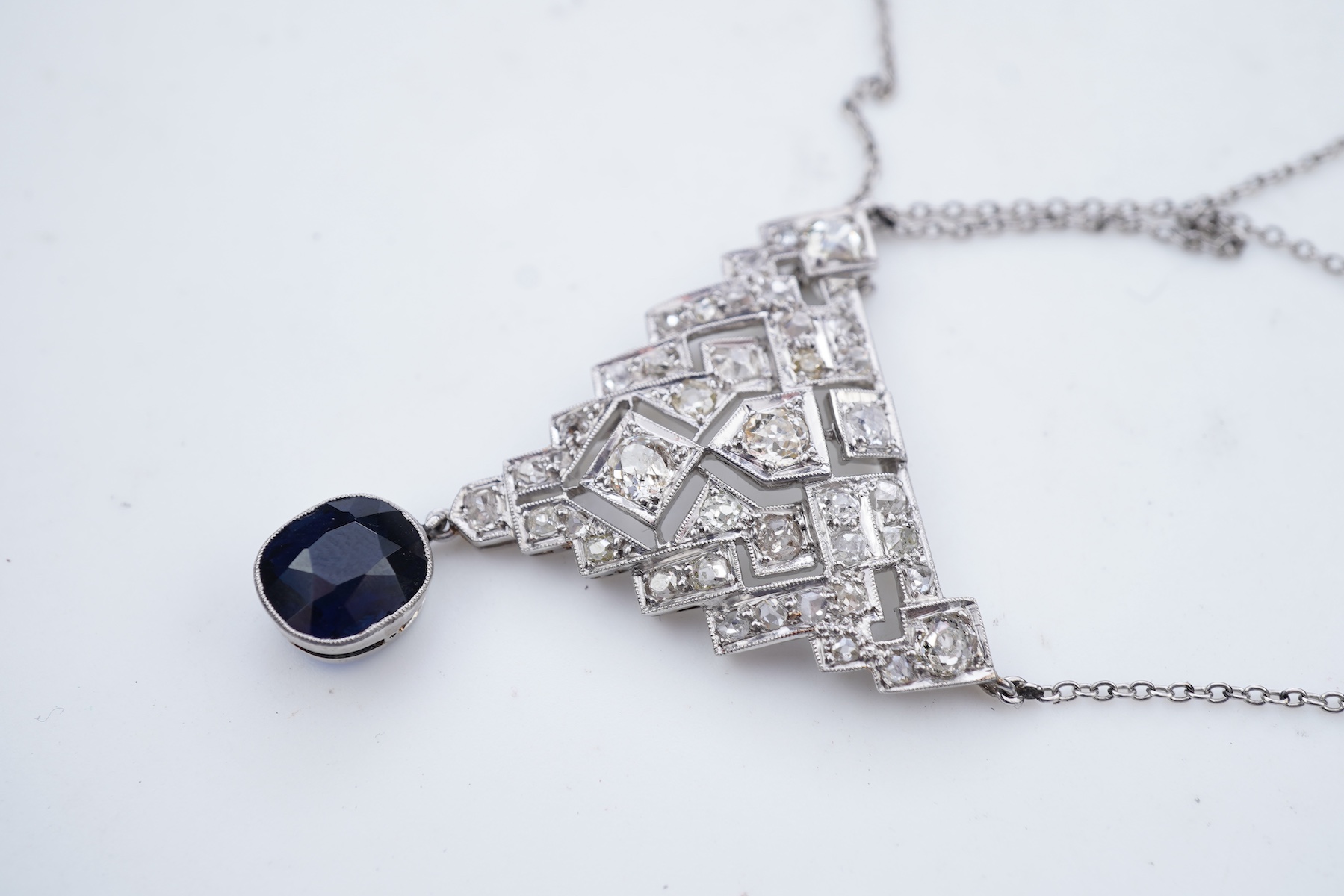 An Art Deco diamond pendant, 1930s and later
